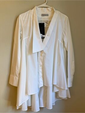 Palmer//Harding White Asymmetric Draped Button Down Shirt Blouse NWT US 2/4 UK 8